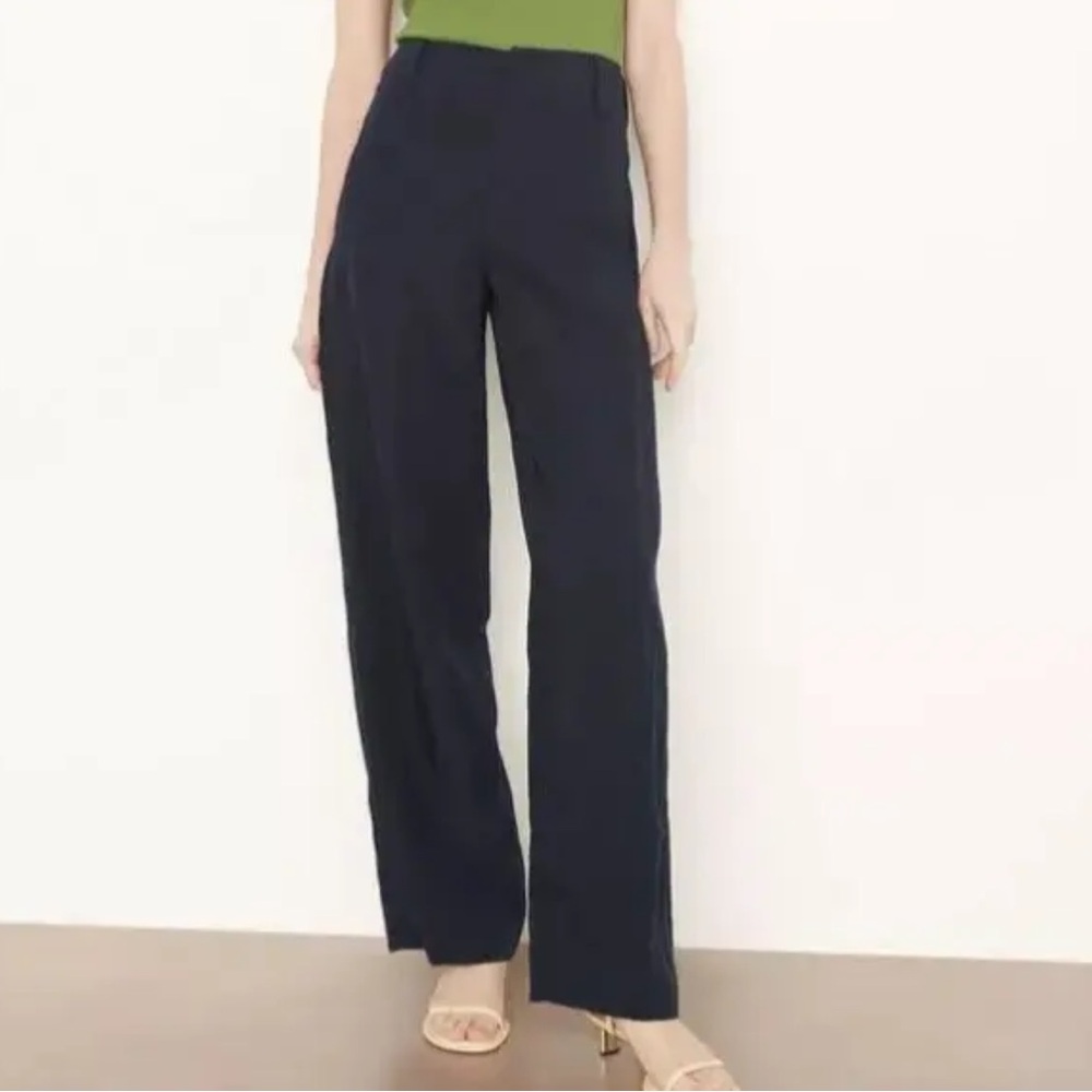 VINCE High-Waist Seamed Fluid Pants in DK Marina